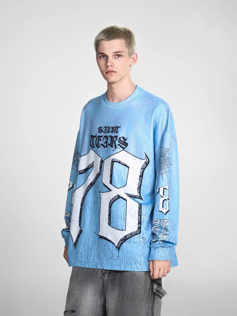 Saint michael tears all-over printed long-sleeved vintage autumn and winter T-shirt Style number: 105 Size: M L XL Wholesale price: 136 Color: Picture color